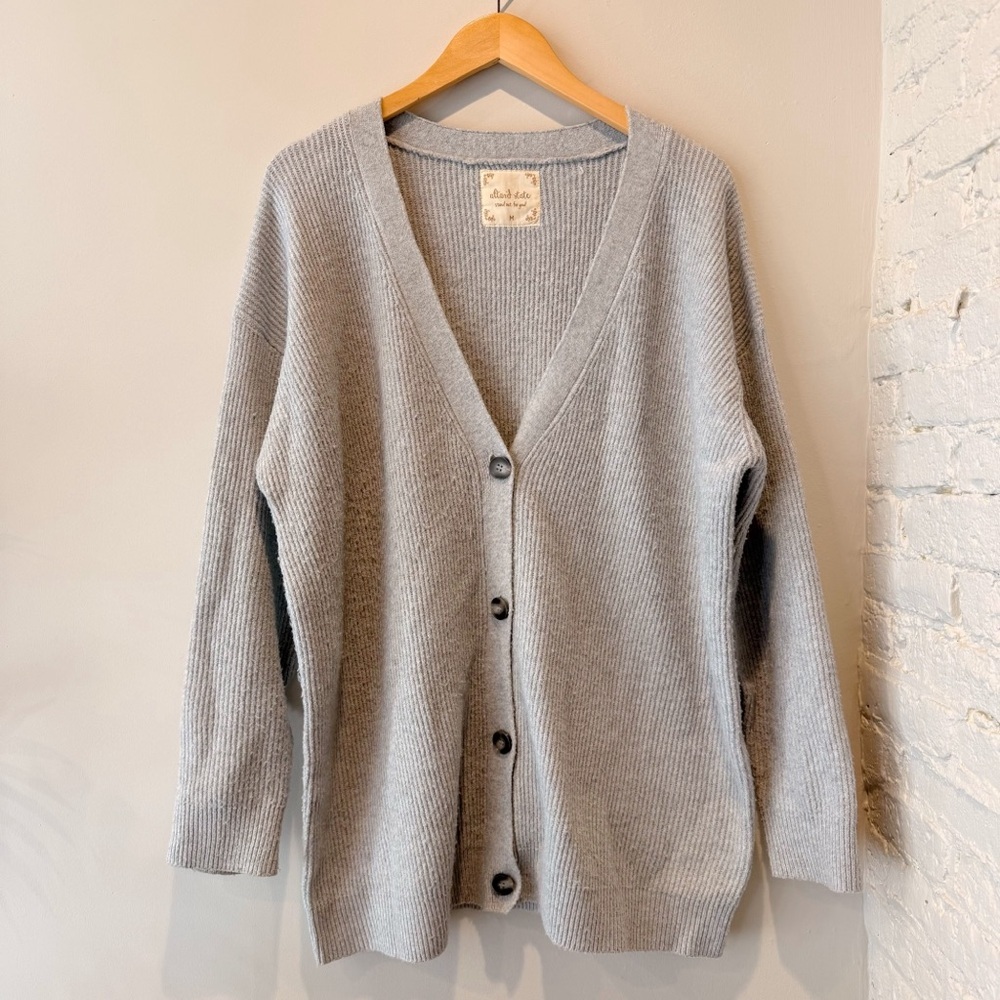 Altar’d State Gray Knit Button Up Cardigan